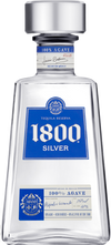 1800 Silver Tequila 100% Agave 1L bottle with blue label.