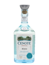Bottle of Cenote Tequila Blanco 750 ML with agave plant and a cocktail glass