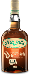 HillBilly Bourbon Rye Whiskey 750ml bottle featuring 95% rye mash, distilled in Indiana.