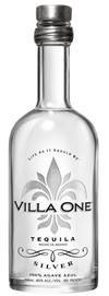 Villa One Silver Tequila 750ml bottle with silver accents and agave design.