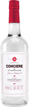 American Gin Co Conciere Gin 1L bottle with red cap and white label showing classic botanical gin details
