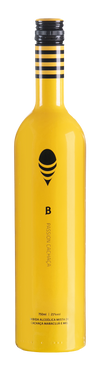 Cachaca B Passion 750 ML bottle with yellow label, Brazilian cachaca with passion fruit flavor.