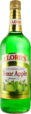 Llords Lip Smacking Sour Apple Schnapps liqueur bottle 1L with green apple flavor