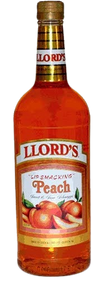 Llords Lip Smacking Peach Sweet & Sour Schnapps 1 L bottle with peach flavor label.