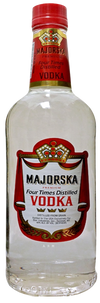 Majorska Premium Vodka 80 1.75 L bottle with red cap and label, smooth crisp vodka ideal for cocktails and mixing