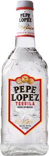 Pepe Lopez Premium Silver Tequila 1L bottle showcasing clear tequila with red and gold label from Mexico