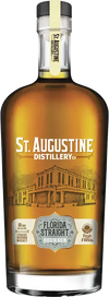 St. Augustine Florida Straight Bourbon Whiskey 750ml bottle with label featuring distillery image.