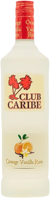 Club Caribe Orange Vanilla Rum 1L bottle with tropical citrus and vanilla design