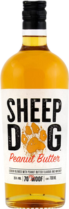 Sheep Dog Peanut Butter Whisky 750 ML bottle with label featuring a paw print design.