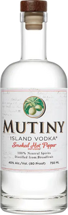 Mutiny Island Vodka Smoked Hot Pepper Vodka 750 ML bottle with breadfruit label.