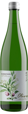 Kawatsuru Sake Brewing Olive Junmai Ginjo 720 ML bottle with a green olive motif on the label.