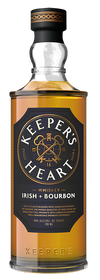 Keepers Heart Irish + Bourbon Whiskey 700 ML bottle with label, blend of rye, barley, and corn aged in oak, ideal neat or on the rocks.