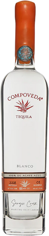 Compoveda Tequila Blanco 100% De Agave bottle clear premium spirit with orange cap and label