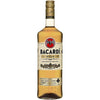 Bacardi Gold Rum 80 1L bottle with rich amber hue.
