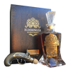 Revolver Bourbon Whiskey 375 ML gift set with two rocks glasses and wooden box.