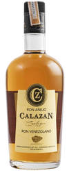 Calazan Ron Anejo 4 Year 750ml rum bottle with golden brown hue.