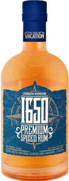 Caribbean Moonshine 1650 Premium Spiced Rum 750 ML bottle with blue label.