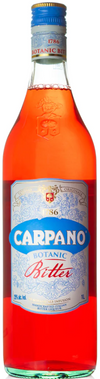 Carpano Botanic Bitter 1L bottle with vibrant red liquid and detailed label design.