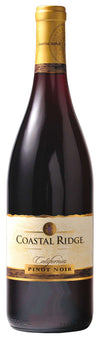 Coastal Ridge Winery Pinot Noir California 750 ML bottle with cherry, cranberry, and plum aromas.
