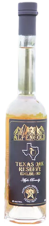 Alpengold Texas Oak Reserve Apple Brandy 375 ML bottle with label featuring American oak and apple design.