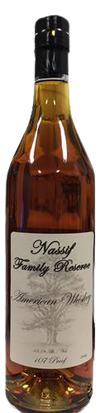 Cat's Eye Nassif Family Reserve Whisky 750 ML bottle with a blend of light whiskey and bourye, 107 proof.