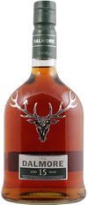 Dalmore 15 Years Old Highland Single Malt Scotch Whisky bottle displaying its elegant design and rich amber color.