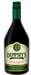 Dempseys Irish Cream Liqueur 750 ML bottle with green cap and detailed label design.