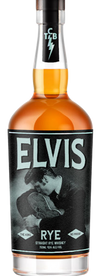 Elvis The King Straight Rye Whiskey 750 ML bottle with amber whiskey and black label featuring Elvis Presley image