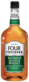Four Freedoms Blended Scotch Whisky 1.75 L bottle with green label and branding.