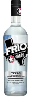 Frio Gin 750 ML bottle with Texas small batch label and black cap