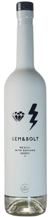 Gem & Bolt Mezcal 750ml bottle with espadín agave and damiana herb.