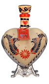 Grand Love Ceramic Heart reposado tequila bottle with floral design and red heart accents