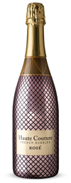 Haute Couture French Bubbles Rose 750 ML bottle with elegant design, showcasing sophisticated, bubbly rose wine.