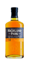 Highland Park 12 Year Old Single Malt Scotch Whisky bottle, rich flavor with heather honey and smoky finish.