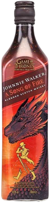 Johnnie Walker Song of Fire limited-edition blended Scotch whisky bottle with Game of Thrones dragon design and fiery amber liquid