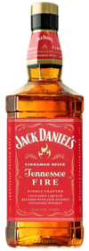 Jack Daniels Tennessee Fire Cinnamon Liqueur 1.75L bottle with red label and cinnamon spice whiskey