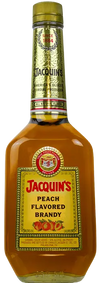 Jacquins Peach Brandy 750 ML bottle with peach flavored brandy and gold label
