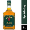 Jim Beam Straight Rye Whiskey 1L bottle with green label and 90 proof marking.
