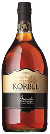 Korbel Brandy California Brandy 1 L bottle with golden amber color and black label.