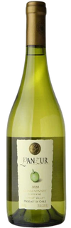 Bottle of Lanzur Chardonnay 2020 750 ML, a pale golden white wine from Chile with a sleek label, ideal for seafood pairings and sunny afternoons.
