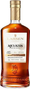 Larsen Cognac Aqua Ignis 750 ML bottle with French oak barrels and toasted mocha notes.