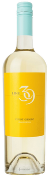 Line 39 Pinot Grigio California 750 ML white wine bottle with yellow label.