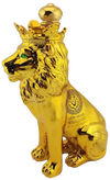 Golden lion-shaped bottle of Lion Head Whiskey 1L with crown and green eyes