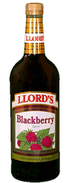 Llords Blackberry Liqueur bottle, 1-liter size, with sweet and sour blackberry flavor, 15% ABV.