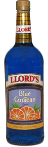 Llords Blue Curacao Liqueur 1 L bottle with bright blue citrus flavor.