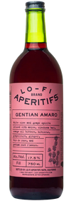 Lo-Fi Aperitifs Gentian Amaro 750 ML bottle with herbal aroma notes and rich root extracts.