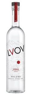 Lvov Vodka 750 ML bottle with Polish map design on label.