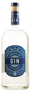 Members Mark M London Dry Gin 1.75 L bottle with blue labelfeaturing finest botanicals.