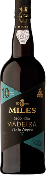 Miles Madeira 10 Year Old Seco Dry Tinta Negra Madeira 750 ML bottle with topaz color and golden highlights.