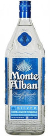 Monte Alban Silver Tequila bottle 1.75 L, 100% blue agave, luminous silver hue.